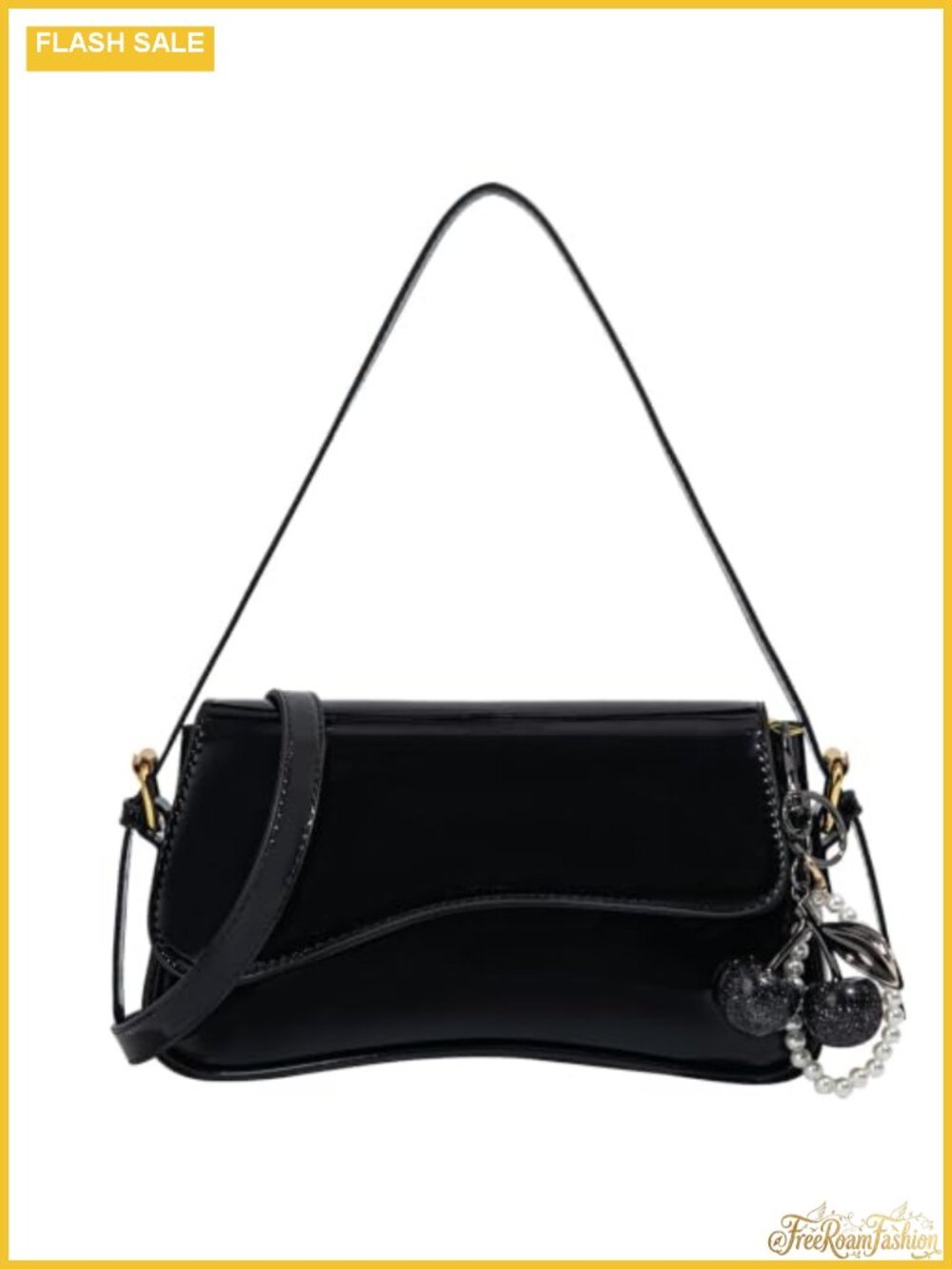 Vintage Y2K Hobo Bag with Cherry Pendant Crossbody PU Leather Faux Leather